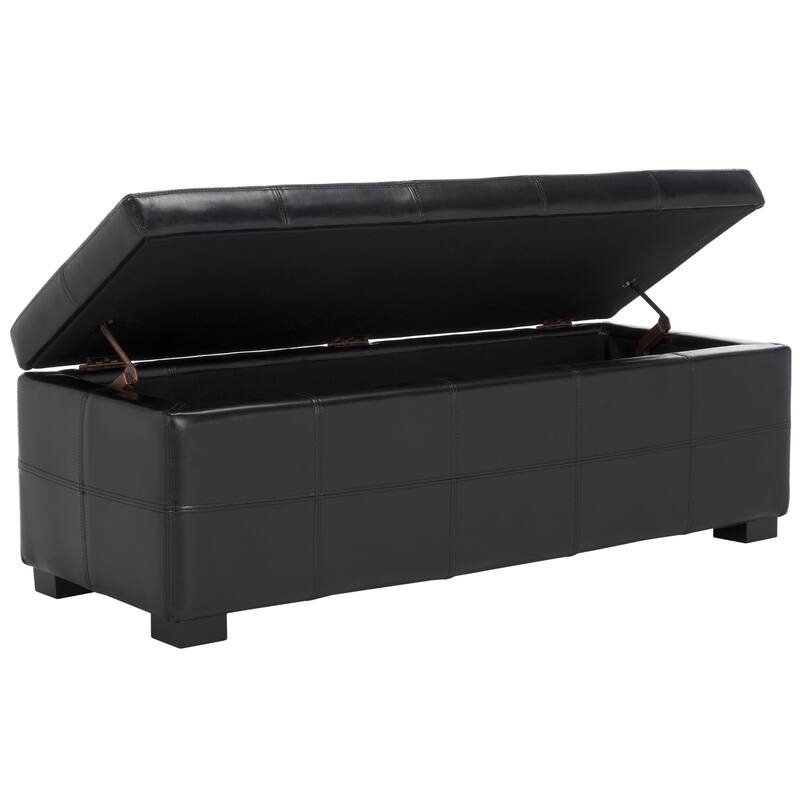 SAFAVIEH Harper Tufted Brown Bicast-Leather Large Storage Bench - 46.9" x 18.3" x 16.7" - 47Wx18Dx17H