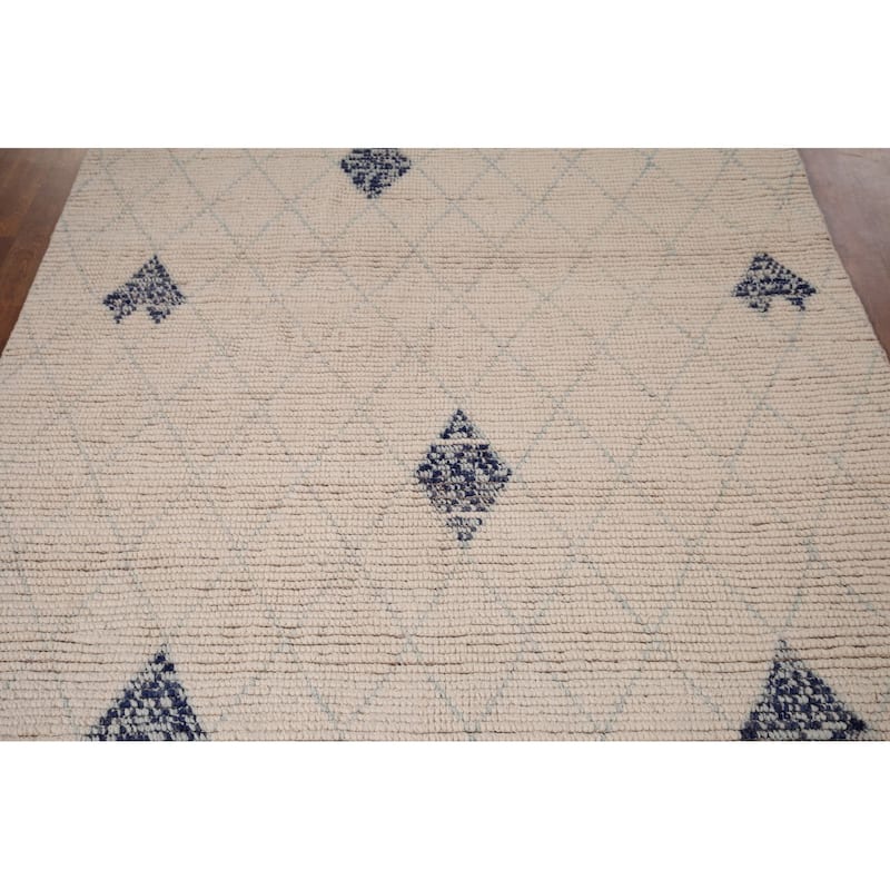 All-Over Trellis Moroccan Oriental Area Rug Hand-Knotted Wool Carpet - 5'0"x 8'5"
