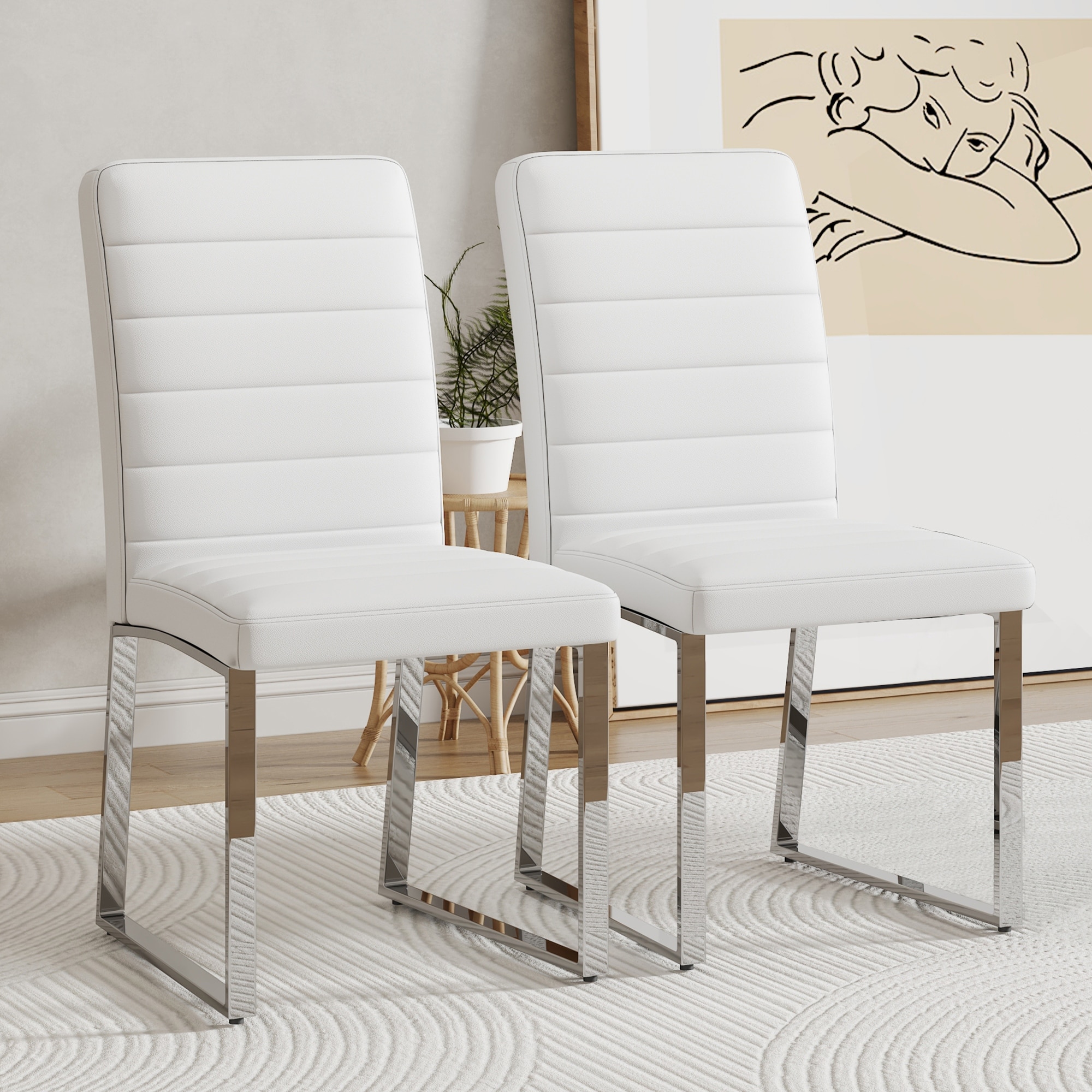 White 6 piece set of PU chairs Armless high back dining chairs and office chairs. for restaurants living rooms Bed Bath Beyond 39861040