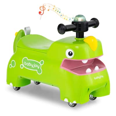Babyjoy Ride on Toy Baby Dinosaur Sliding Car with4 Universal Casters - See Details