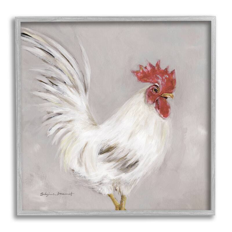Stupell Country Chicken Hen Portrait Framed Giclee Art by Stephanie Workman Marrott - 24 x 24 - Grey