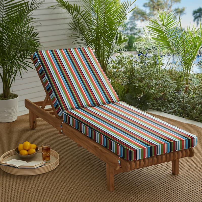 Sorra Home Sunbrella Indoor/Outdoor Chaise Lounge Cushion - 24"W x 73"L x 3"H - Multi