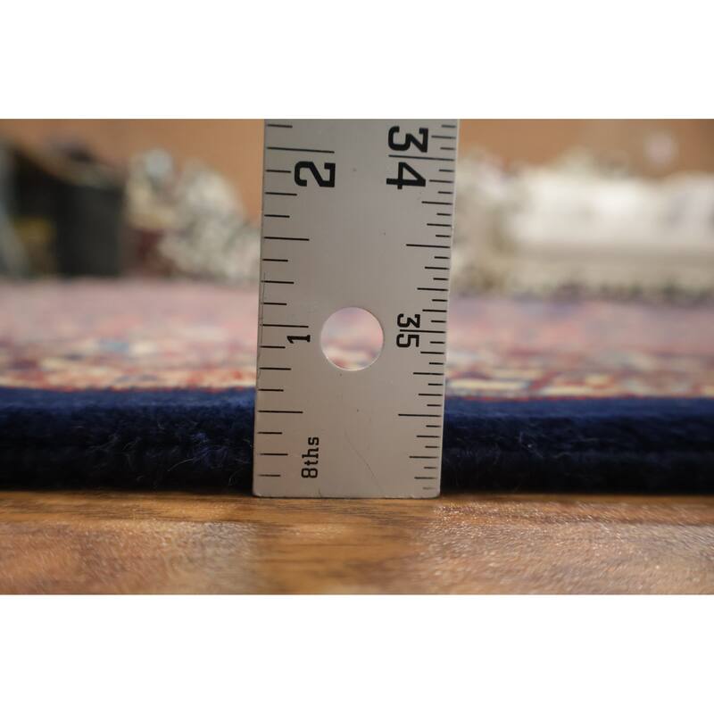 Hand Knotted Oriental 100% Wool Carpet Traditional All-Over Navy Blue & Blues Sarouk Area Rug - 10' 0'' X 8' 2''