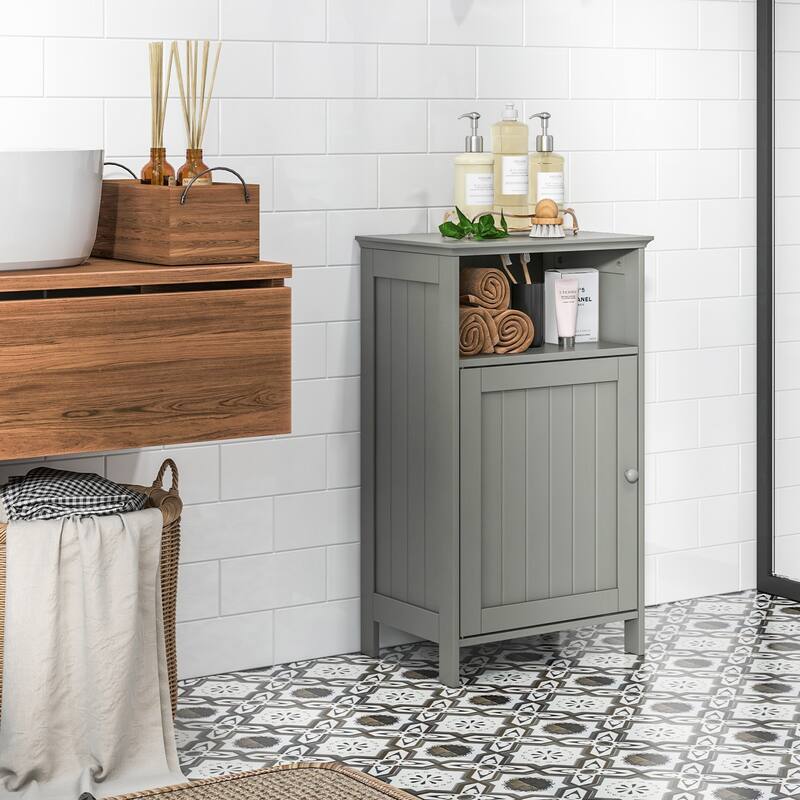 Bathroom Freestanding Adjustable Shelf Floor Storage Cabinet