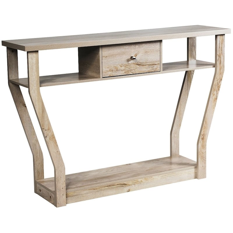 Modern Sofa Accent Table with Drawer - 47'' x 12'' x 32'' (L x W x H) - Grey