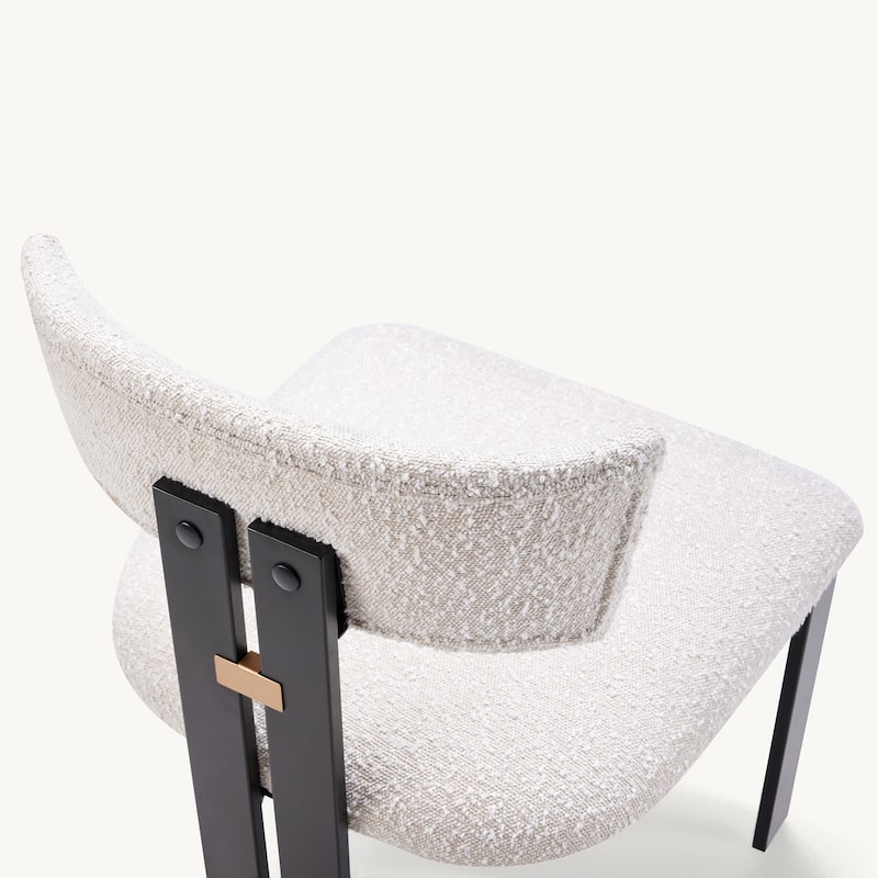 Boucle Fabric Contemporary Dining Armless Chairs with Metal Frame