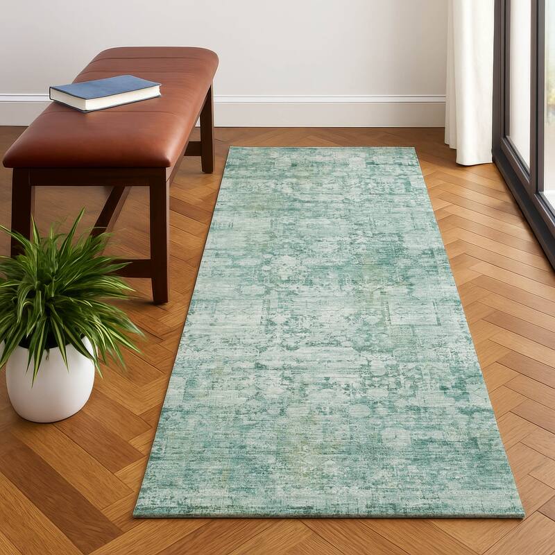 Premium Washable Super Soft Traditional Vintage Mayfield Rug - Teal - 2'3" x 7'6"