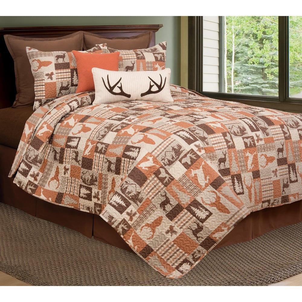 Buck Ridge Trail Rustic Lodge Quilt Set - Reversible and Machine Washable