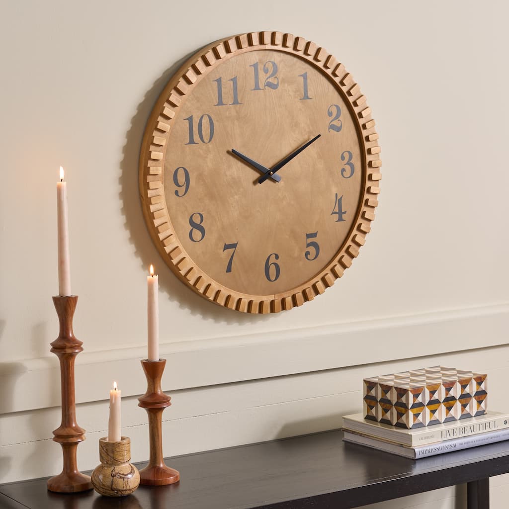 SEI Furniture Beda Wood Clock - 24"W x 2"D x 24"H