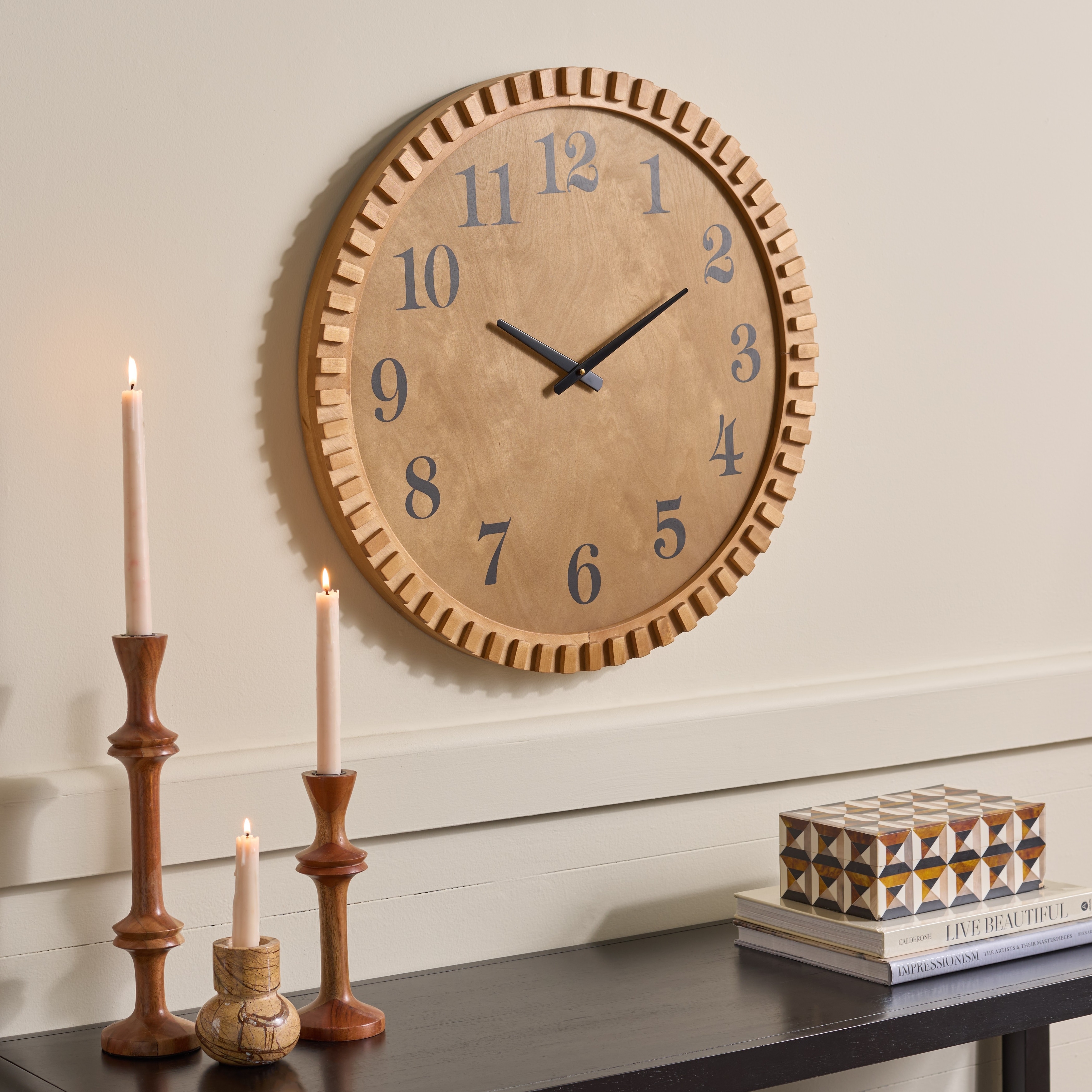 SEI Furniture Beda Wood Clock - 24"W x 2"D x 24"H