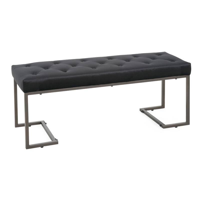 Roomfitters Upholstered Button Tufted Bench with Metal Frame, Entryway or Bedroom Accent Seat