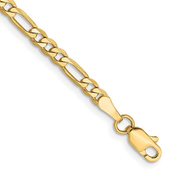 14k White Gold 2.4mm Flat Figaro Chain 14k White Gold 2.4mm Flat Figaro Chain