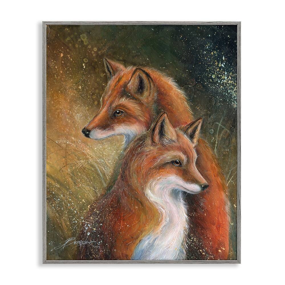 Stupell Fox Pair Portrait Framed Giclee Art Design By Jody Bergsma