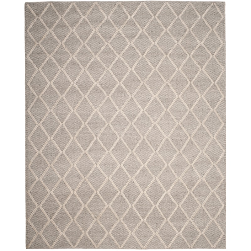 SAFAVIEH Handmade Natura Metje Wool/ Viscose Trellis Rug - 6' x 9' - Silver/Ivory
