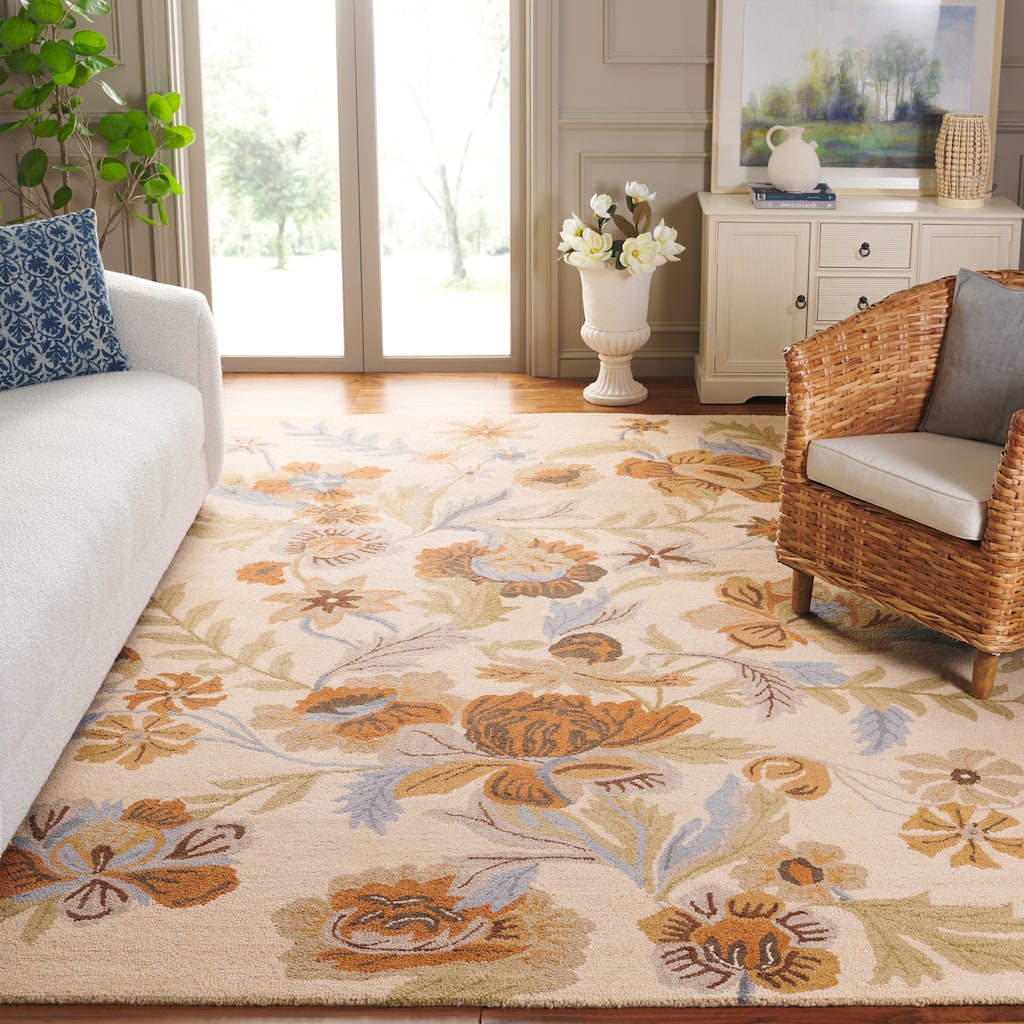 SAFAVIEH Handmade Blossom Catrinel Modern Floral Wool Rug