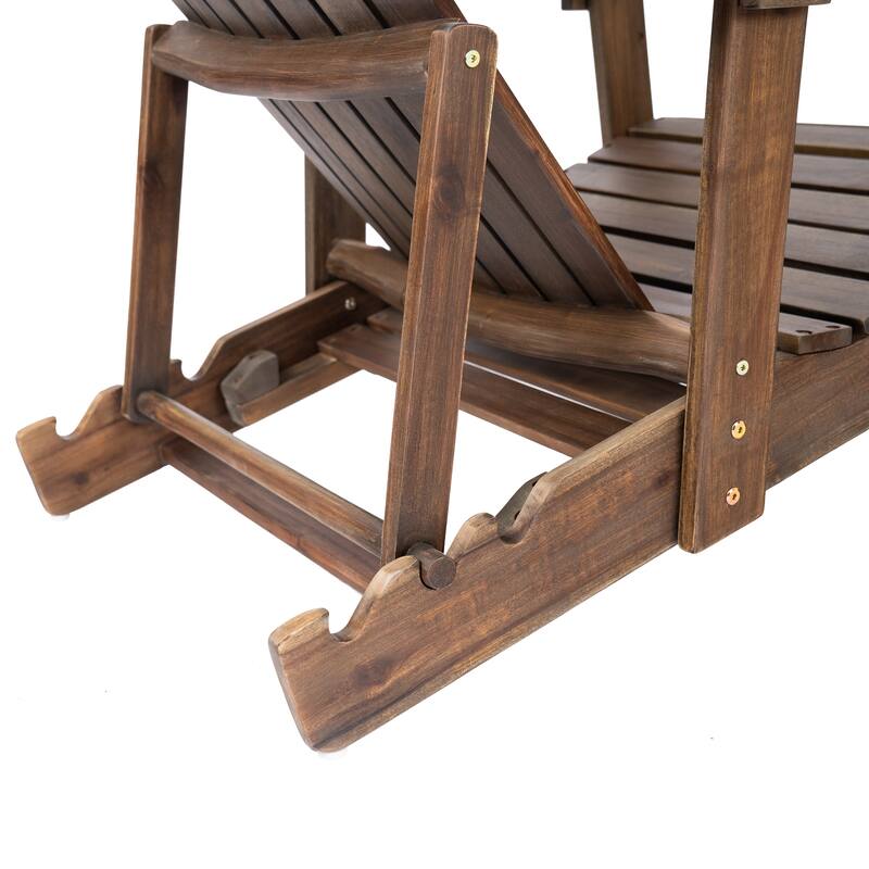 Rustic Acacia Wood Foldable Adirondack Chairs with Footrest