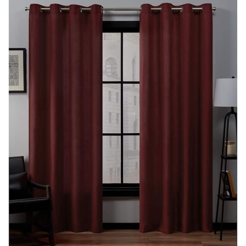 EXCLUSIVE HOME Loha Linen Grommet Top Curtain Panel Pair