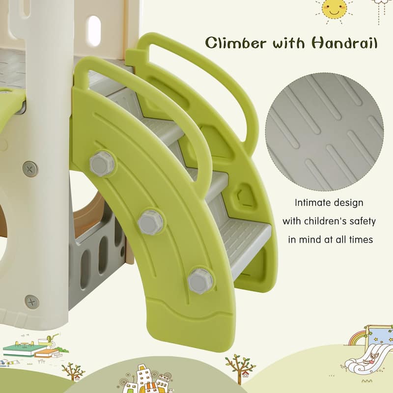 8-in-1 Toddler Climber and Slide Set - Freestanding Kids Slide Playset with Basketball Hoop and More