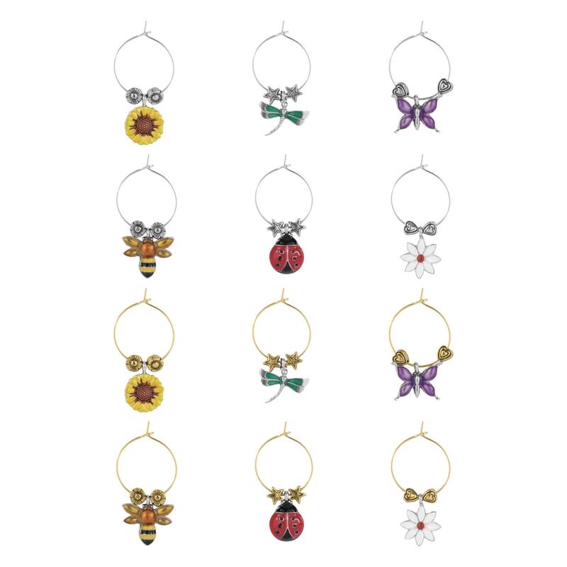 Leinuosen 24 Pcs Wine Glass Charms Party Gemstone Beads Charm Markers Drink Markers Tags Wine Tasting Party Favors Decorations For Stem Glasses Christmas Valentines Wedding Birthday