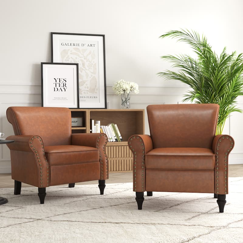 Mid-Century Modern Accent Chairs with Nailhead Trim