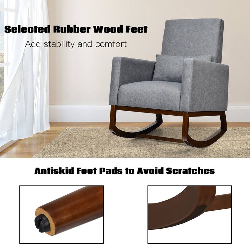 Costway Set of 2 Dual-use Upholstered Rocking Chair w/Pillow Light
