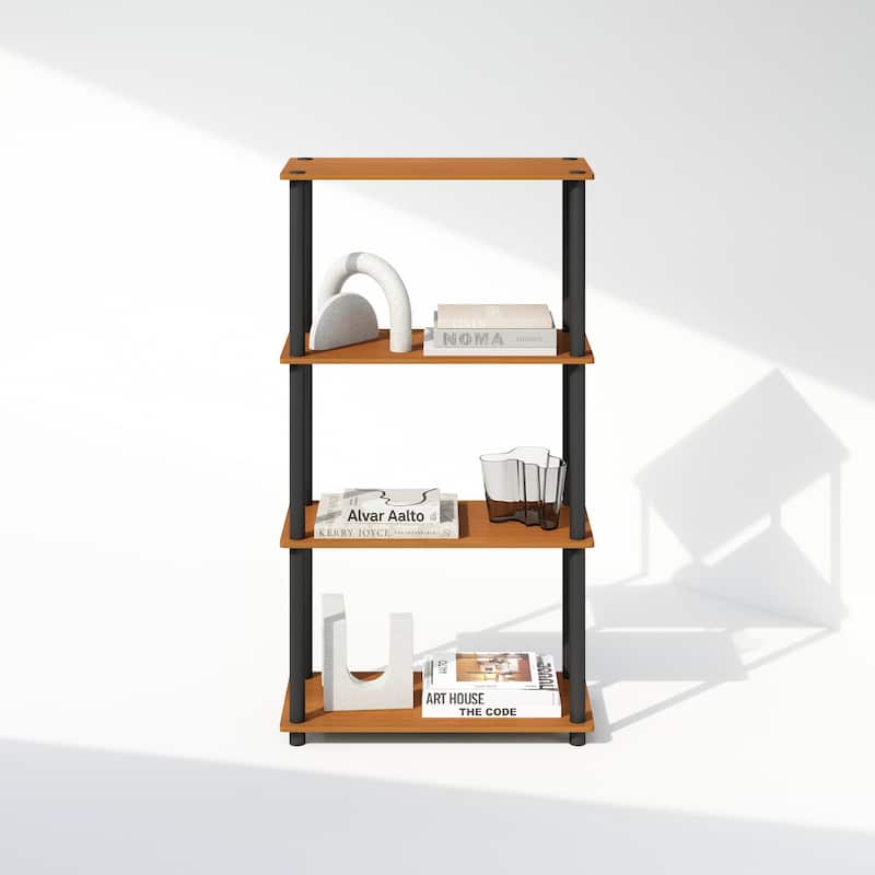 43.25 in. Tall Light Cherry/White Wood 4-Shelf Bookcase