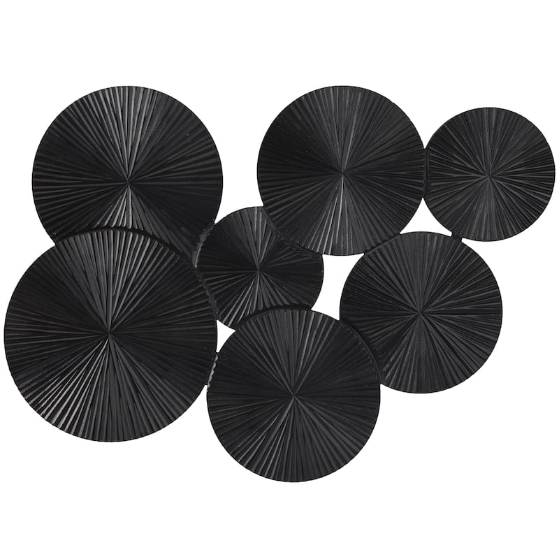 Wood Plate Carved Pinwheel Home Wall Decor - Black or White - Roche River Decor - Black - 53"W, 39"H