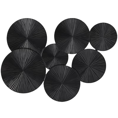 Wood Plate Carved Pinwheel Home Wall Decor - Black or White - Roche River Decor