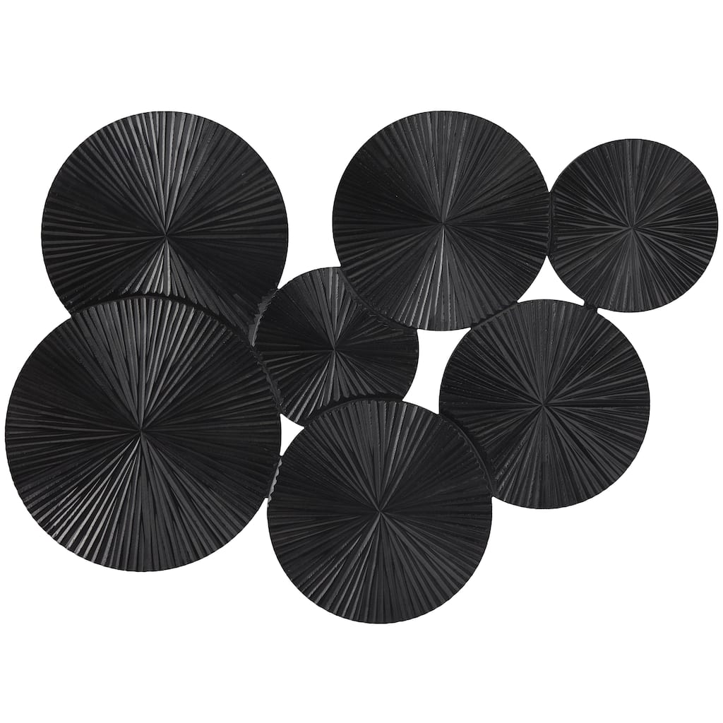 Wood Plate Carved Pinwheel Home Wall Decor - Black or White - Roche River Decor