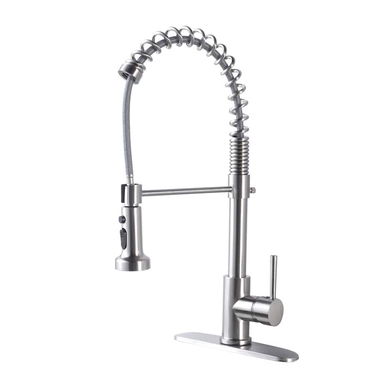 Brushed Nickel Pull Out Spray Kitchen Sink Faucet