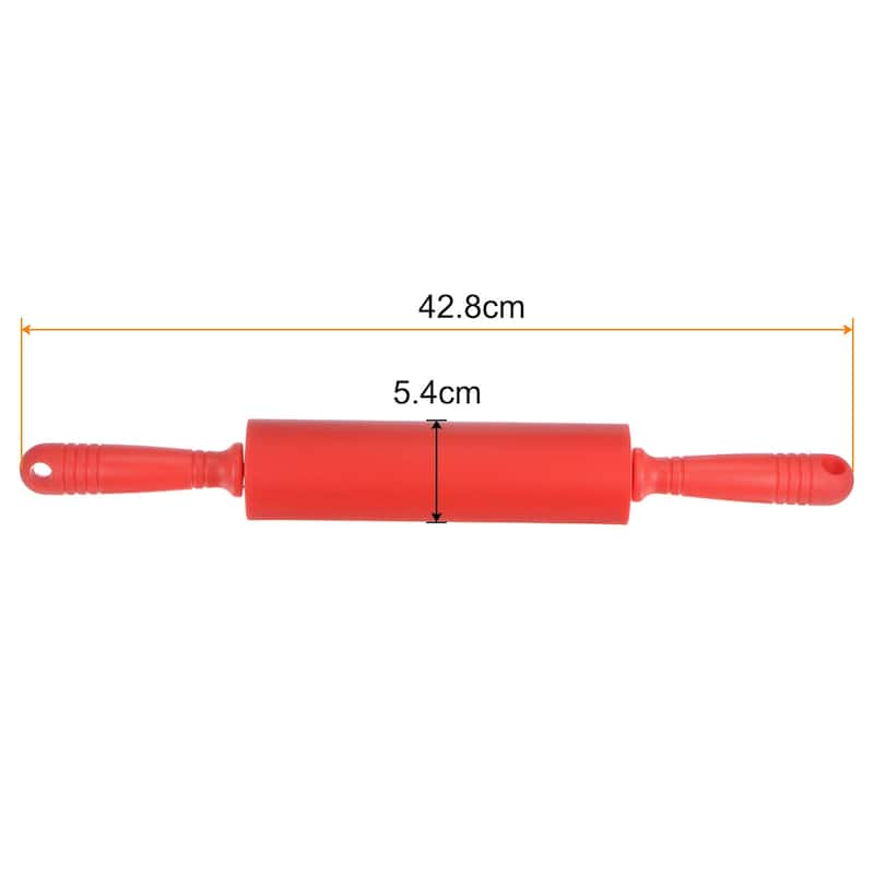 Silicone Rolling Pins for Baking 42.8cm x 5.4cm Roller with Hanging Hole Red - Red