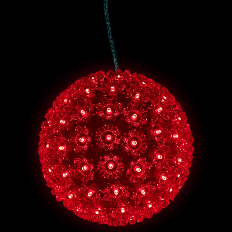 LED Lighted Hanging Starlight Sphere Outdoor Christmas Decoration- 7.5" - Red