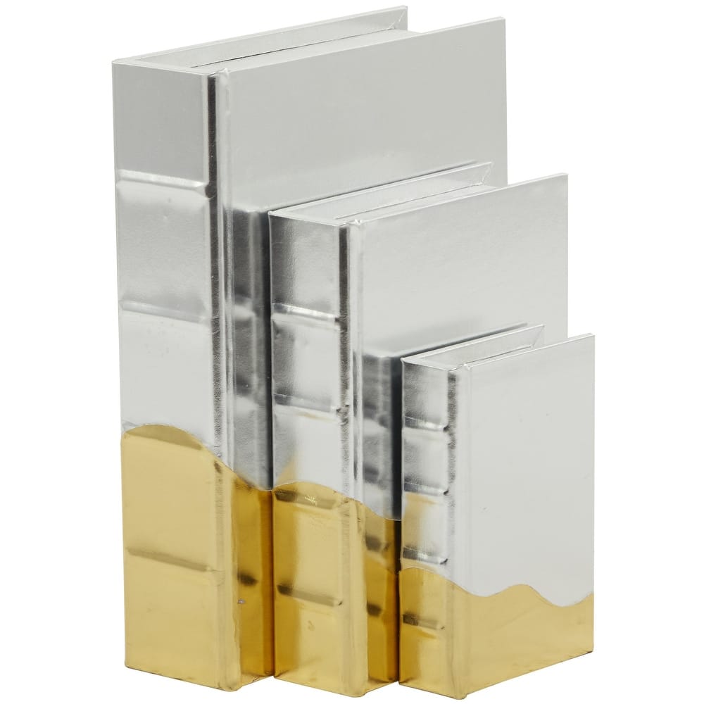 Faux Leather or Wooden Faux Storage Book Decorative Box - Set of 3 - Multi Colored - CosmoLiving by Cosmopolitan