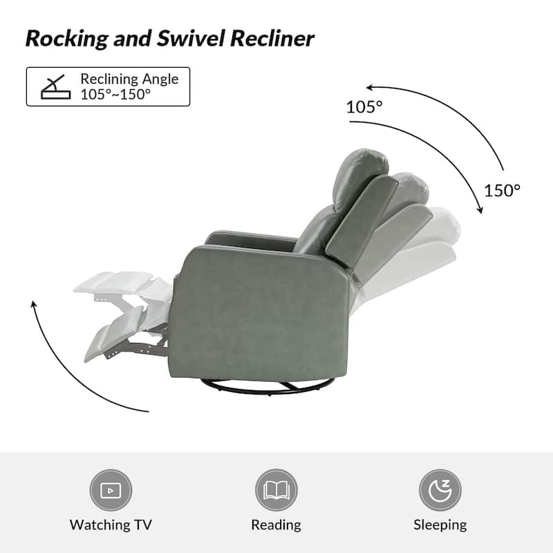 Esteban Modern Faux Leather Manual Rocking Swivel Recliner with Wingback