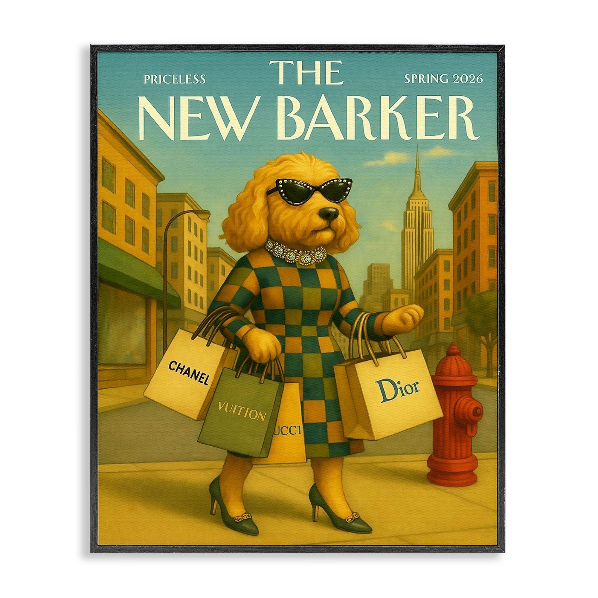 Stupell New Barker Dog Magazine Framed Giclee Art Design By Grotto Studios