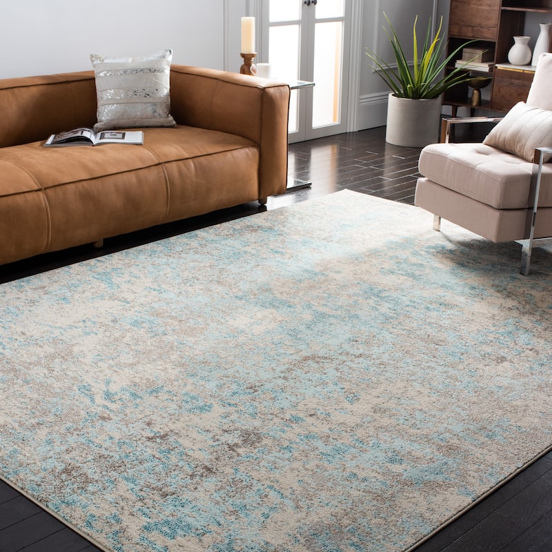 SAFAVIEH Madison Lita Modern Abstract Rug - 10' x 14' - Ivory/Teal
