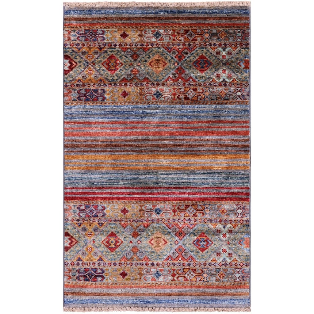 Golden Nile Khorjin Persian Gabbeh Hand Knotted Wool Rug - 2' 8" X 4' 3"