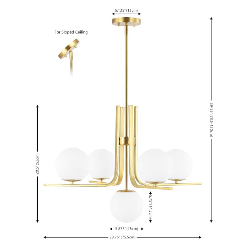 SAFAVIEH Lighting Akina 5 Light 30" Chandelier - 30" x 30" x 29-59" - withD/H - Brass