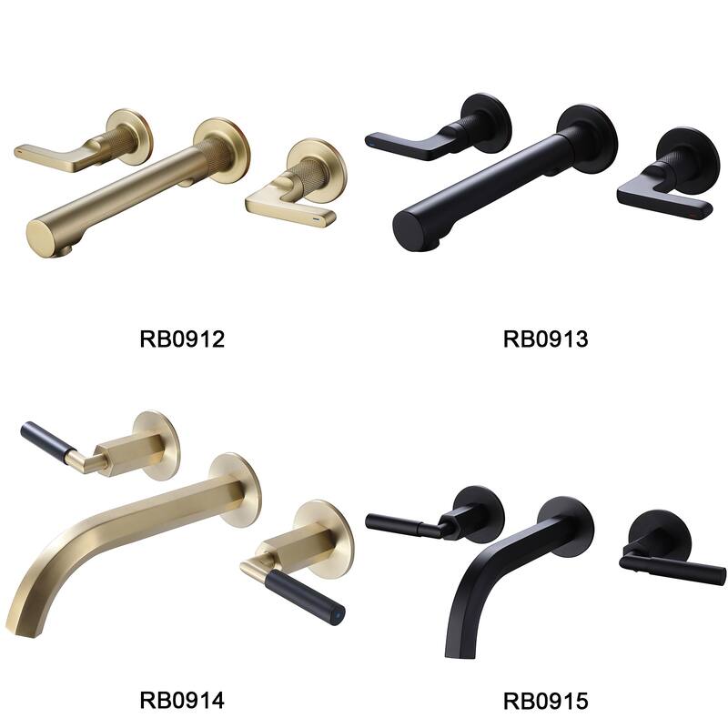Two Handles Wall Mounted widespread Bathroom Faucet