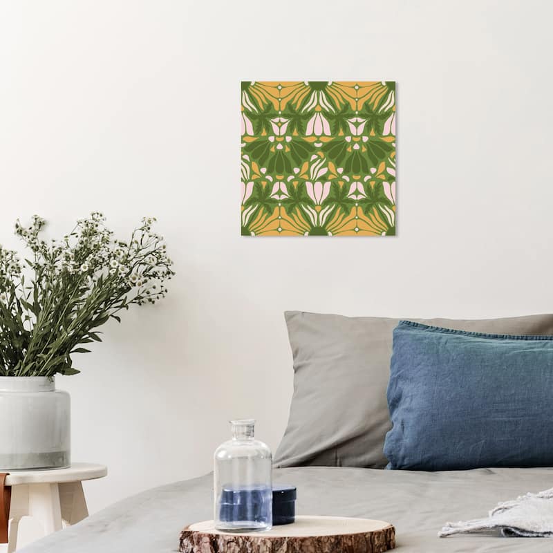 Wynwood Studio Canvas Abstract Version of my Garden Green and Vintage Wall Art Canvas Print - 12 x 12