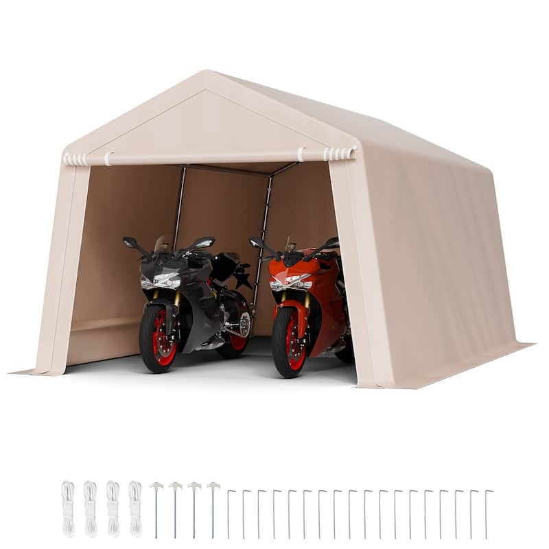 10x15 ft Heavy-Duty Outdoor Storage Shed PE Double-Coated Canopy Tent with Galvanized Steel Frame - 10x15 ft