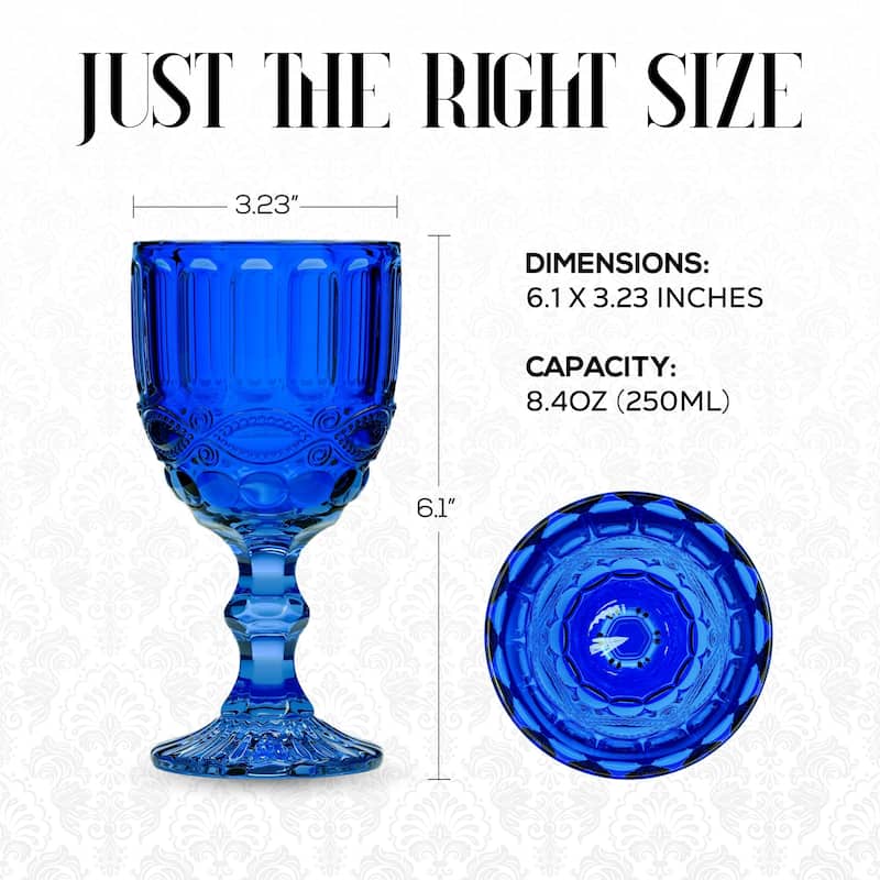 Elle Decor Set of 6 Colored Vintage Wine Glasses - 8.4 oz.