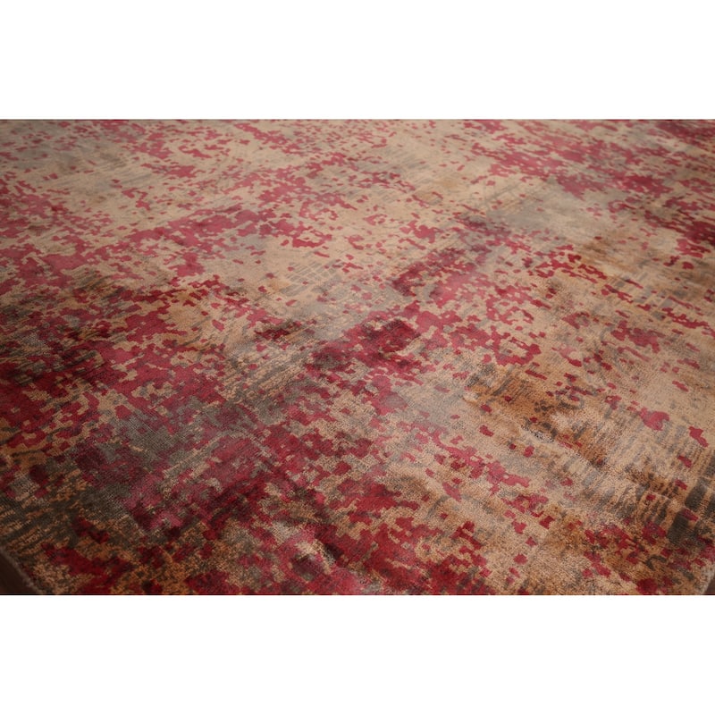 Abstract Area Rug Handmade Multi-Color Wool Carpet - 8'4"x 11'5"