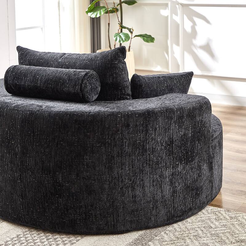 54'' Round Modular Single Sofa Chenille Sleeper Chair with Pillow