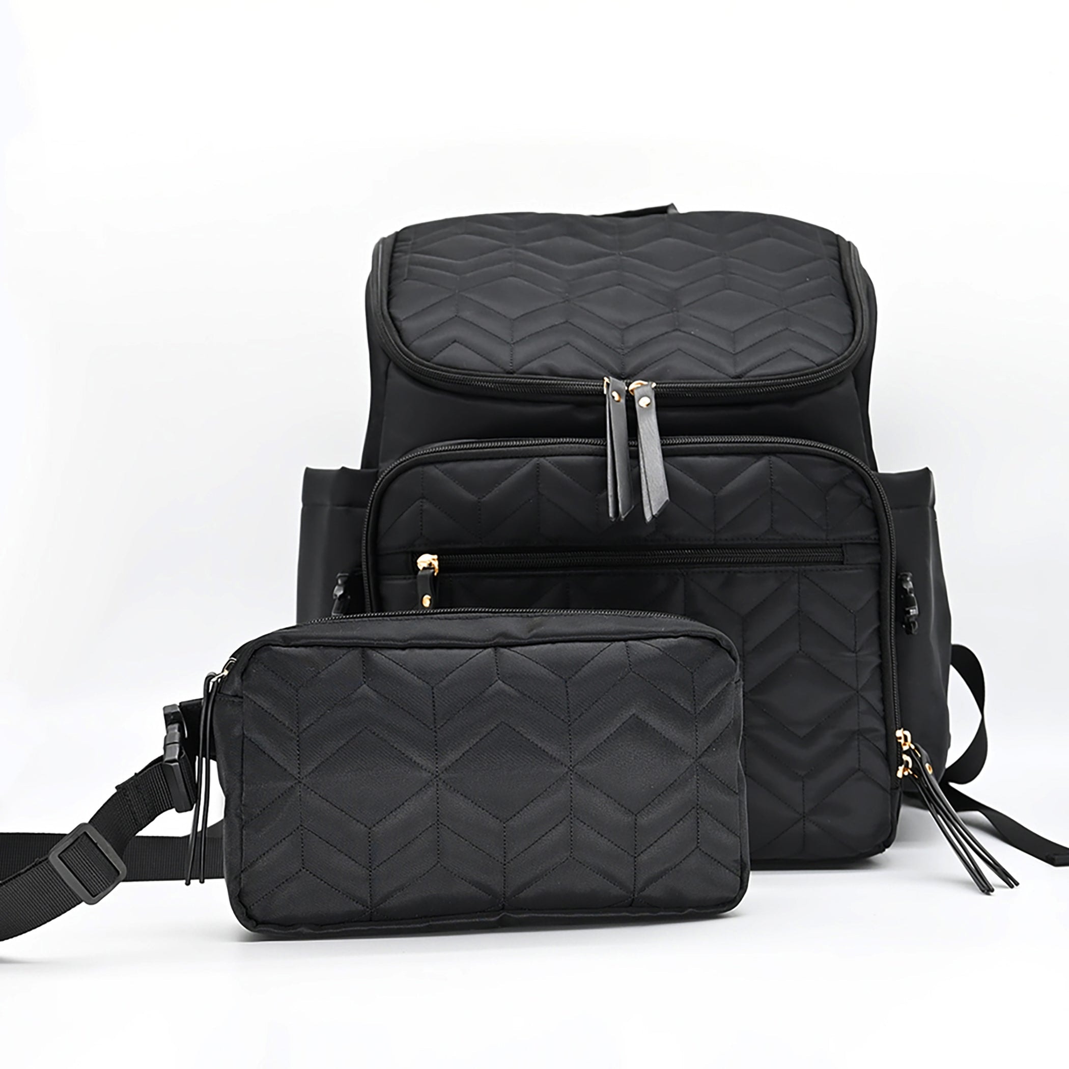 Backpack Diaper Bag with Removable Cross Body Bag - Black