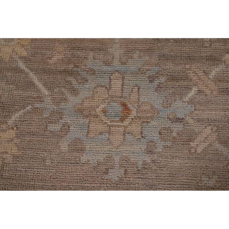 Transitional Oushak Area Rug Hand-Knotted Floral Wool Carpet - 8'9" x 11'7"