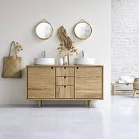 OROA Jonak Teak Double Bathroom Vanity - On Sale - Bed Bath & Beyond ...