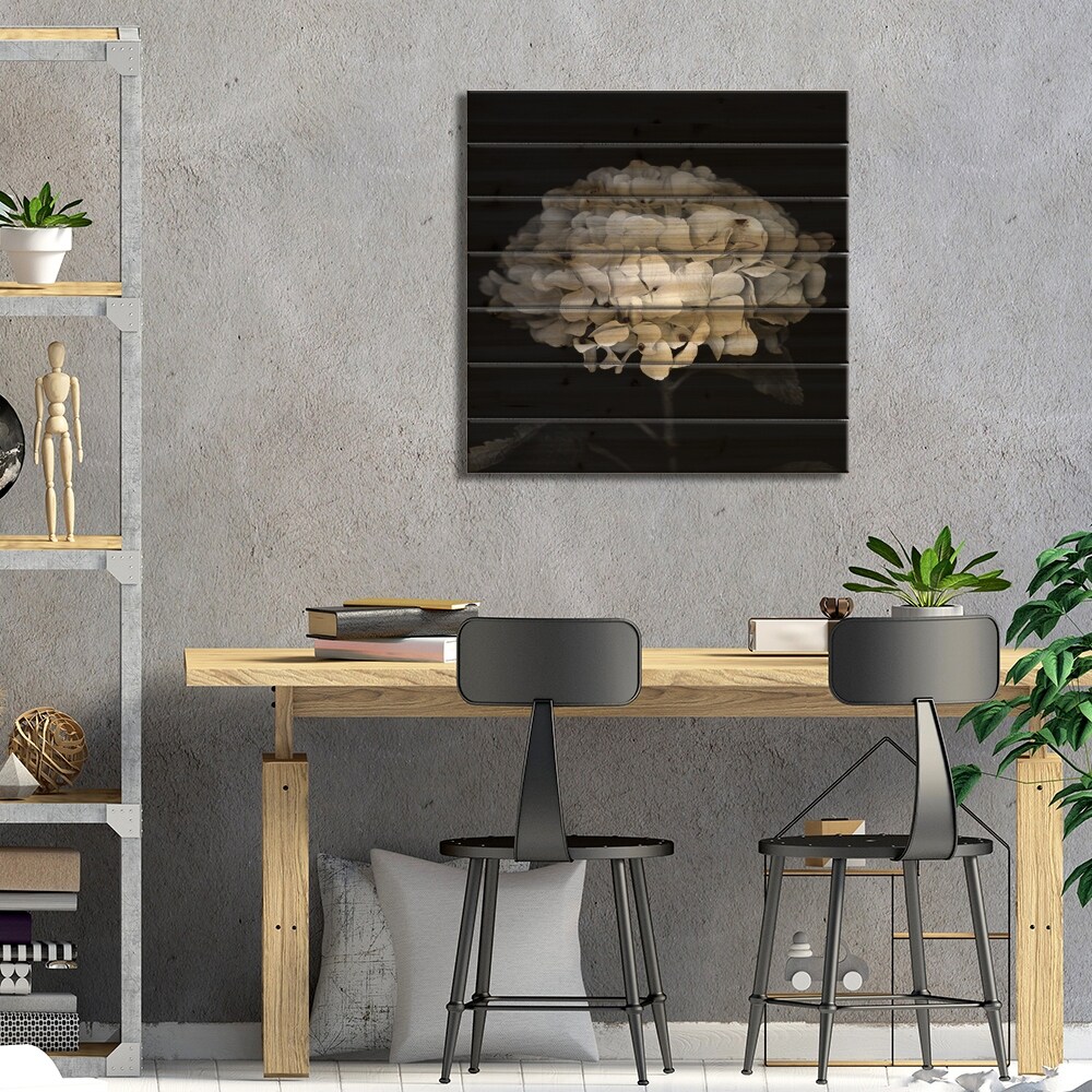 Hydrangea VI, B&W Print On Wood by Magda Indigo - Multi-Color