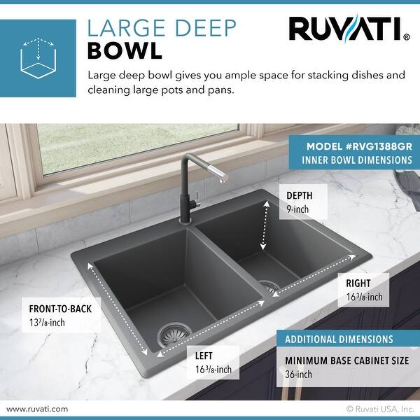 what size base cabinet for 33 inch sink ruvati 33 x 22 inch epigranite dual mount granite composite what size base cabinet for 33 inch sink ruvati 33 x 22 inch epigranite dual mount granite composite