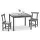 preview thumbnail 7 of 5, 3 PCS Wood Children Table & Chairs Set Kids Play& Writing Desk Set Grey